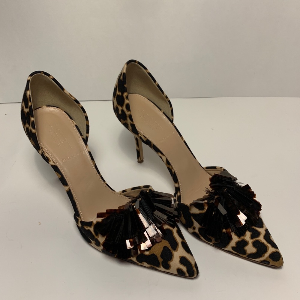 J Crew Elsie Heels, Size 9, Leopard Print, Italy